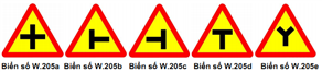 Biển số W.205 (a,b,c,d,e): "Đường giao nhau"